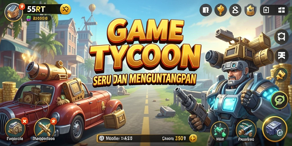Gameplay seru 55RT dengan grafis menarik dalam dunia Tycoon.