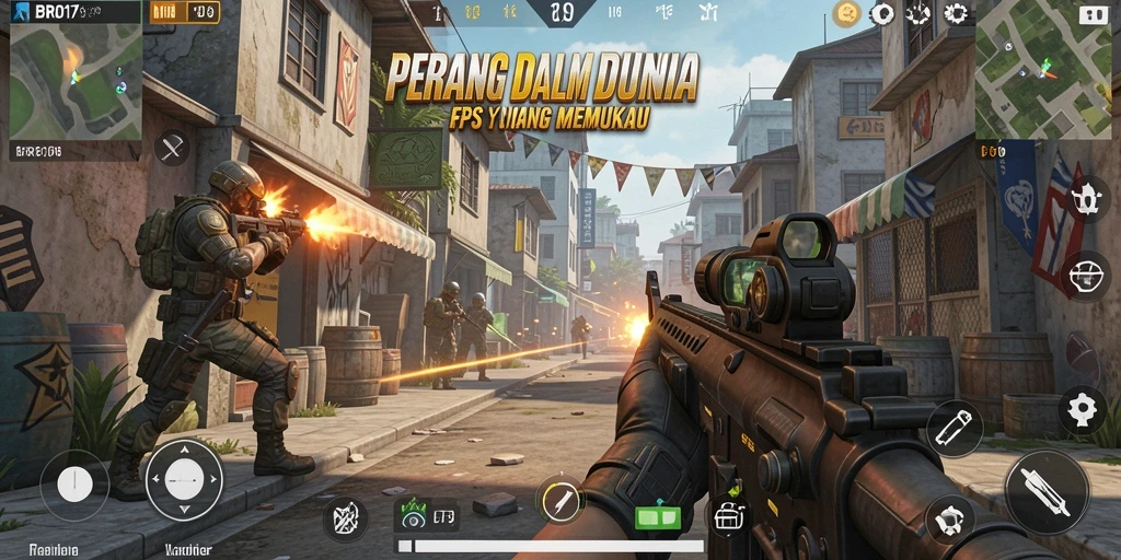 Tangkapan layar dari aksi intens gameplay FPS.