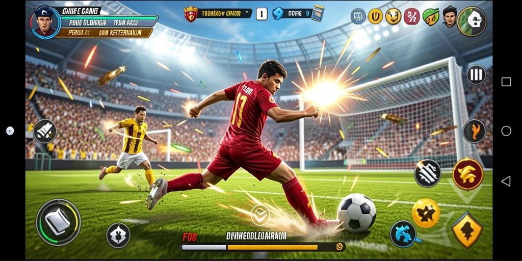 Tangkapan layar F08 menampilkan aksi seru dalam pertandingan olahraga.