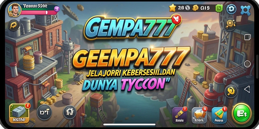Screenshot utama GEMPA777 menampilkan gameplay seru saat mengelola bisnis.