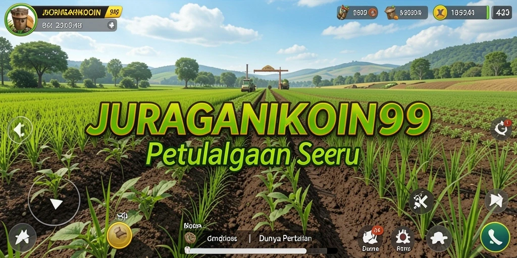 Gameplay seru dalam JURAGANKOIN99, menanam dan merawat tanaman.