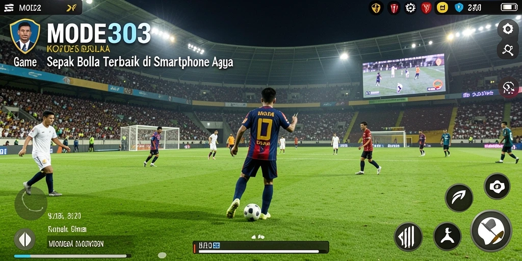 Tampilan gameplay yang menegangkan dari MODE303 saat bertanding di lapangan sepak bola.