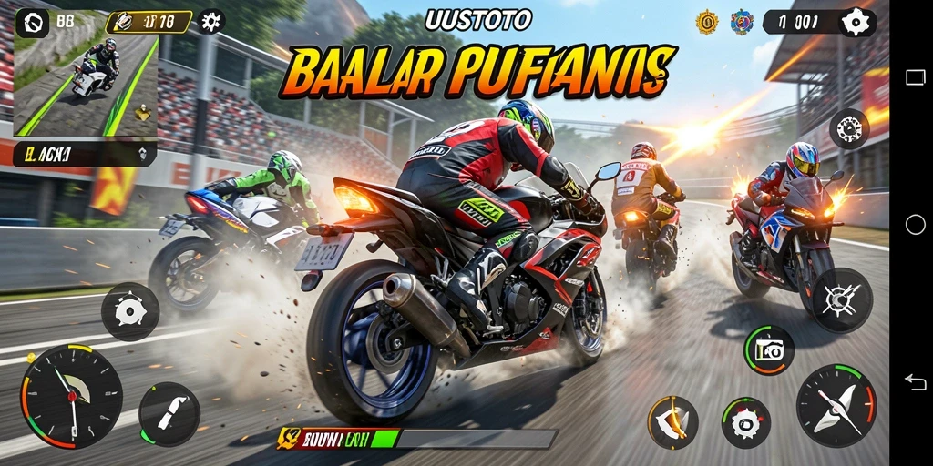 Gameplay UUSTOTO yang memukau dalam balapan motor.