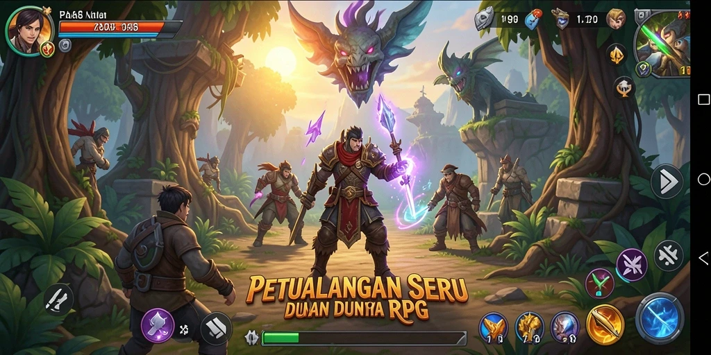 Menampilkan aksi seru gameplay RPG di V98.